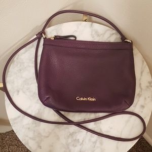 NWOT Calvin Klein Purple Leather Crossbody Bag